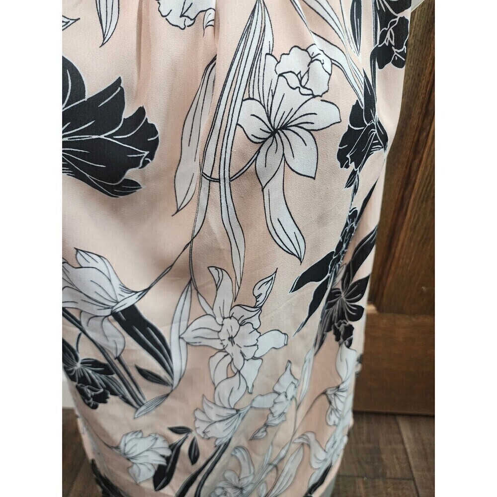 WORTHINGTON Women’s Sz M Floral Polyester Sheer Pleated Button Tank Top - Picture 2 of 5